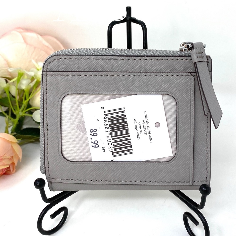 Kate ♠️Spade Small ZIP Bifold Wallet Cameron Grey - Picture 2 of 6